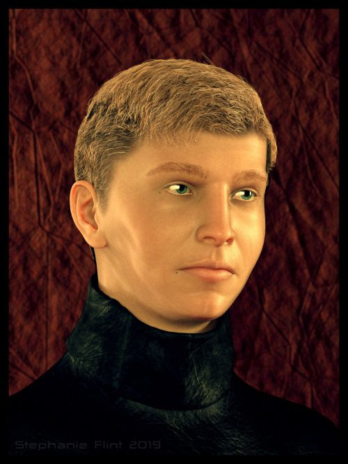 A close-up portrait of a somber young man looking off camera.